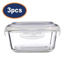 Image of Freska 3pc 800ml Borosilicate Glass Lunch Box Food Container Airtight Lid Set