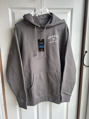 NWT Men s Seager Branded Hoodie Charcoal Pullover Hooded Sweatshirt Size M