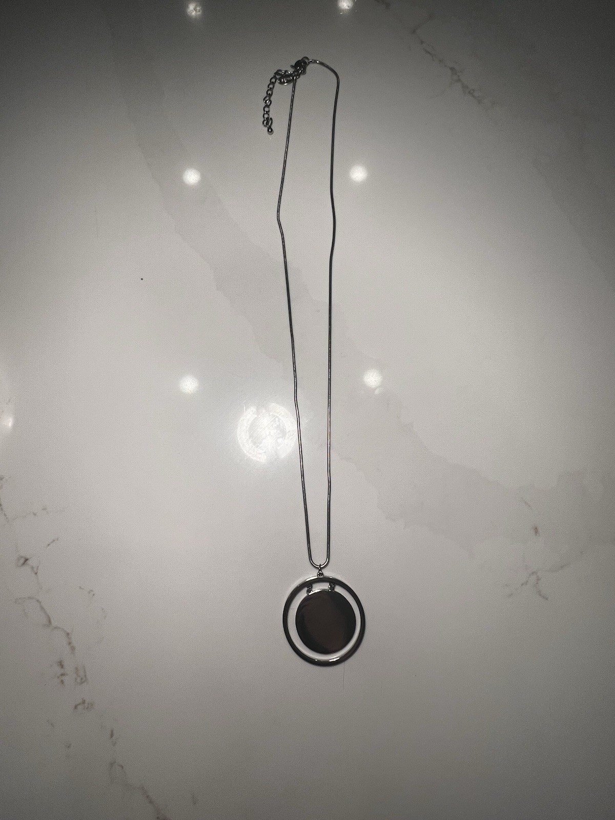 Chicos Long Silver Tone Circle Statement piece - image 1