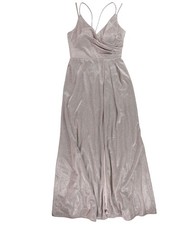 Nightway Womens Glitter Sheath Maxi Dress, Metallic, 8