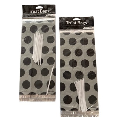 Creative Converting Black Velvet Dots Cello Bags 2 x 20 count Polka Dot Party