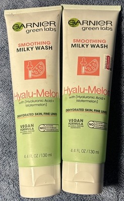 2 Garnier Green Labs Hyalu Melon Smoothing Milky Wash Cleanser 4.4 floz / 130ml