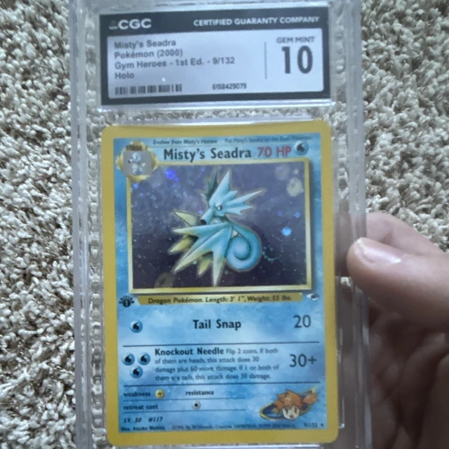FART SWIRL🌀CGC 10 2000 Pokemon TCG Misty's Seadra #9/132 Gym Heroes 1st Ed Holo
