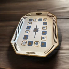 Mid Century Modern Nautical themed design Metal Serving Tray Cream and Blue