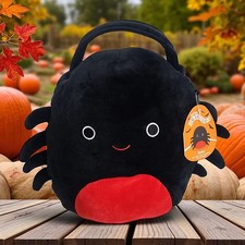 Squishmallows Halloween Bella Spider Candy Bag Black Treat Pail Bucket Basket