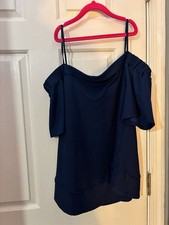 Essentials Navy Blue Off The Shoulder Drape S...