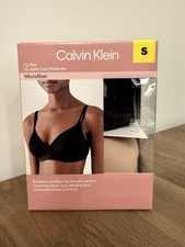 Calvin Klein Women's 2 Pack Lightly Lined Microfiber Wirefree Bra, Black/Cedar,S