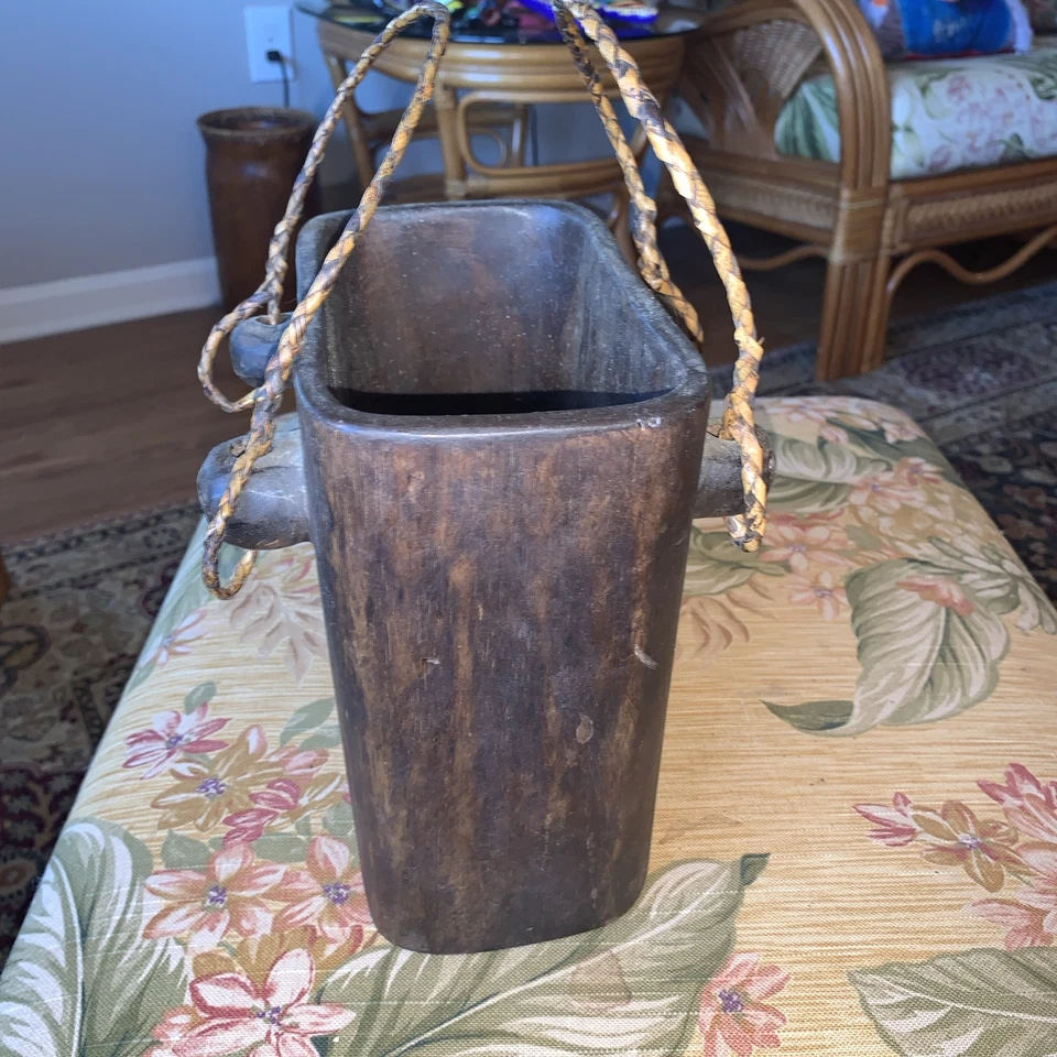 Jarrón decorativo de madera tallada a mano para flores, chimenea combina etc-8x7,5x4 Foto 2 de 4