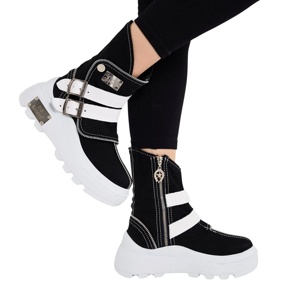 Denim Boots Shoes, Handmade Women's Sports Boots,Women's Sexy Boots,Birthday Gif - Image 2 of 4