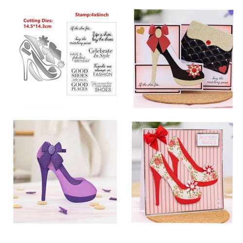 High Heel Shoes Metal Cutting Dies And Stamps Set DIY Scrapbooking Craft Cards - 第 19/21 張圖片