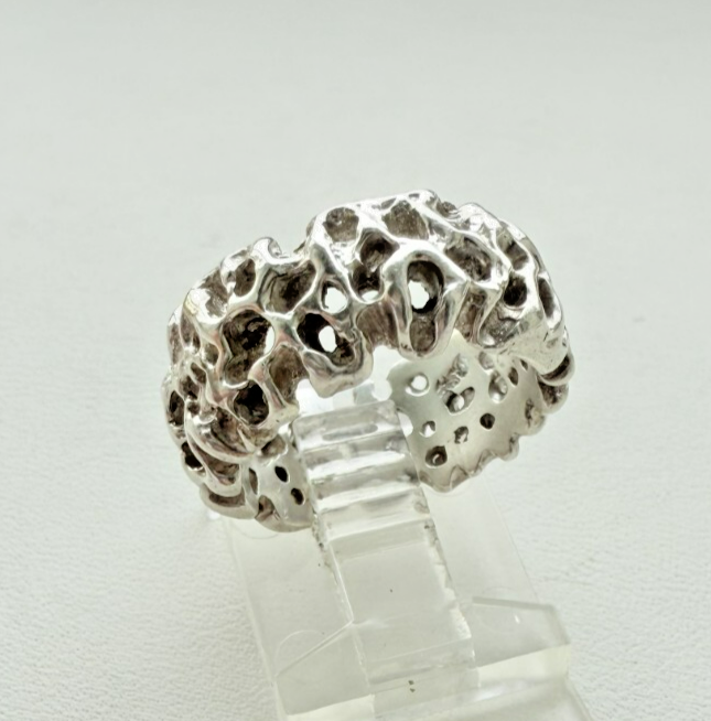 VINTAGE 925 STERLING SILVER CHUNKY TEXTURED BAND RING SIZE