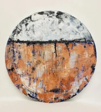 No.572 Original Abstract Modern Minimal Round Painting By K.A.Davis Art