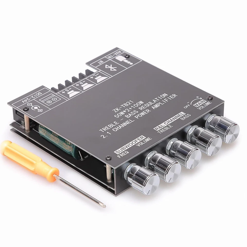 Dual Chip 2.1 Channel Amplifier Board - Bluetooth & AUX Input for DIY Speakers - Image 3 of 4