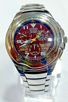 C651-Q02613 CITIZEN ECO-DRIVE SKYHAWK BLACK DIAL SILVER TONE MEN'S WATCH JC-35
