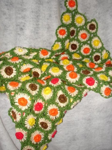 Antique Complex Handmade Hand Crafted Crochet Flower Afghan Throw Blanket - Picture 3 of 7