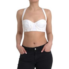GIANNI VERSACE Top White Viscose Bustier Sleeveless Cropped IT42/US8/M 1950usd