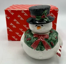 Fitz and Floyd Stacked Snowman Salt and Pepper 19 / 594 with Box