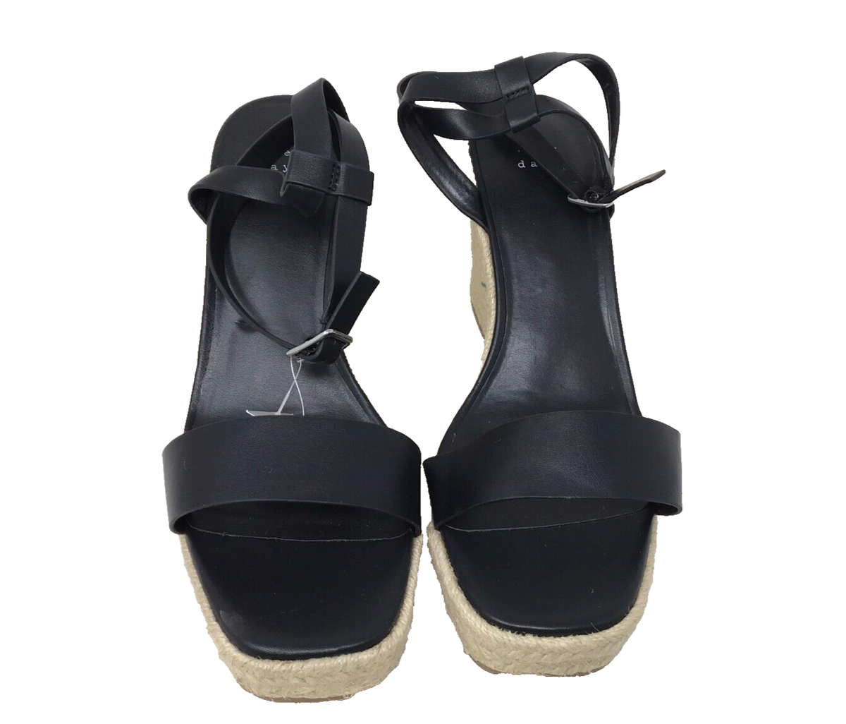 A New Day Women's Tina Comfort Wedge Strappy Dress Sandals Black Size:11 190D