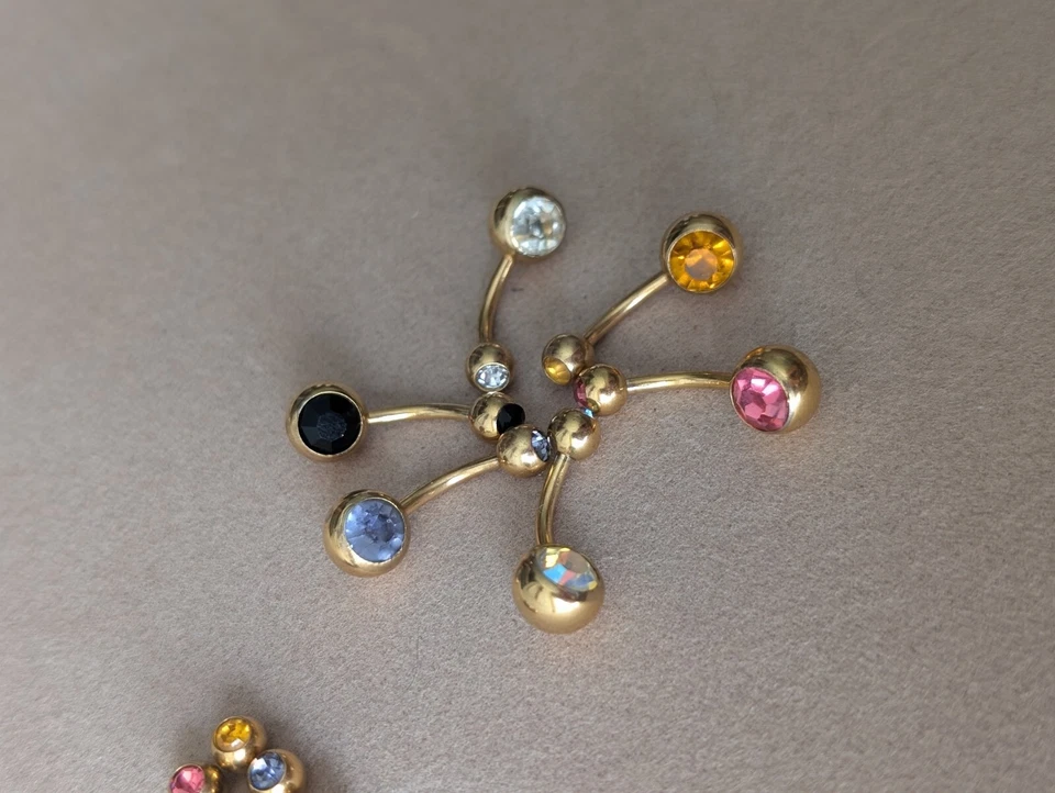 6 piezas + bolas adicionales ombligo ombligo ombligo anillo estrás joyería corporal 14G Foto 2 de 4