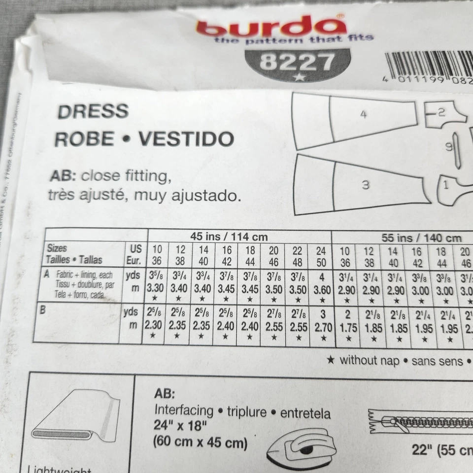 Burda 8227 Misses Sz 10-24 Dress Cap Sleeves or Sleeveless FF UNCUT - Image 3 of 4