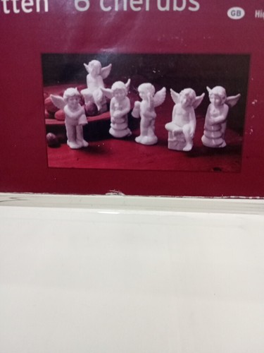 6 X Angels Christmas Cherubs Porcelain Decorations Boxed H: 8 Cm - Picture 6 of 7