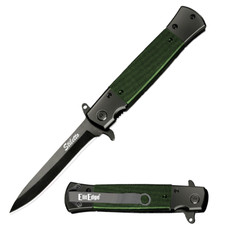 ElitEdge Assisted Stiletto Folding Pocket Knife, G10 Green 10-A96GN Ships Free