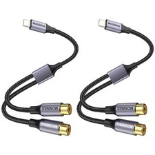 USB C Male to Dual Female RCA Stereo Audio Y Splitter Adapter Cable Allows Up...
