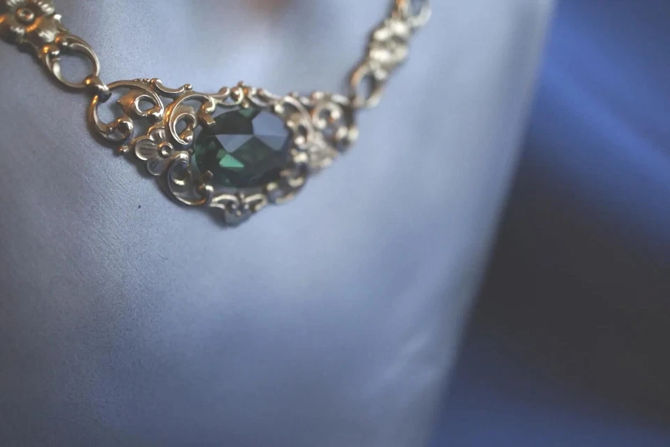 Kette Trachtenkette Gold Art Deco Antik Jugendstil Peridot - Bild 3 von 4