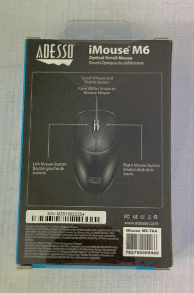 Adesso Card Reader Keyboard & Mouse Set (AKB-6305B, iMouse M6) - Black, Sealed - Image 3 of 4