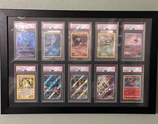 Graded Trading Card Display Case 10 PSA Slabs Sport Football Baseball Wood Frame