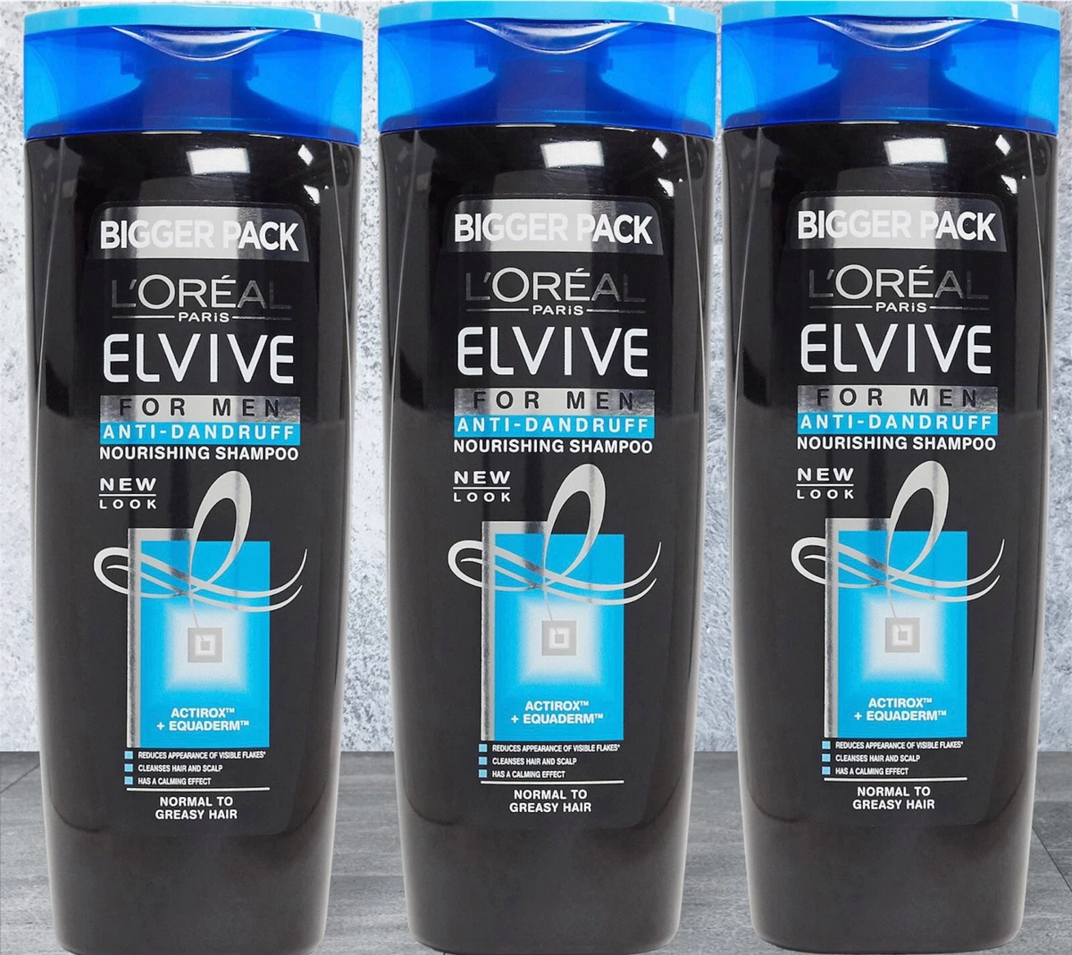 3 x 500ml BOTTLES L Oreal ELVIVE ANTI DANDRUFF MEN NOURISHING SHAMPOO