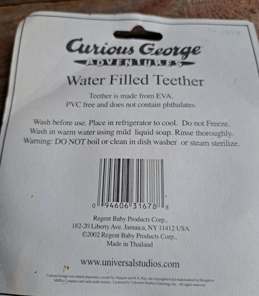 New Vintage Curious George Water Teether - Image 4 of 4
