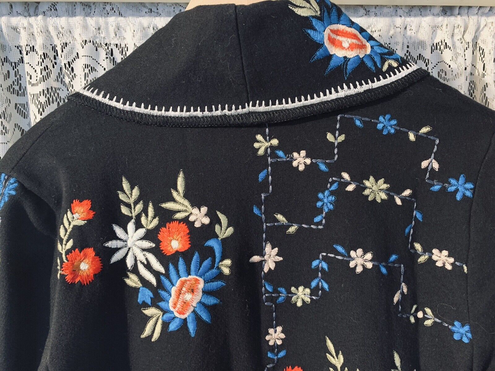 Vintage Collection Black Floral Embroidered Open … - image 10