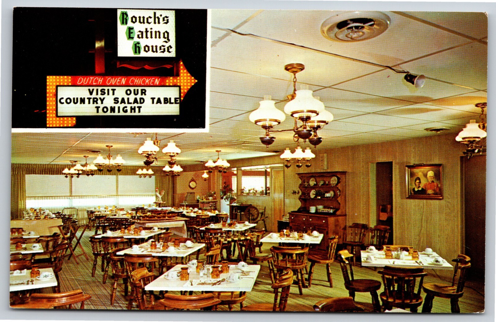 Anga Rouch's South Bend Indiana~Rouchs Eating House Restauraunt Sign & Dining Room ...