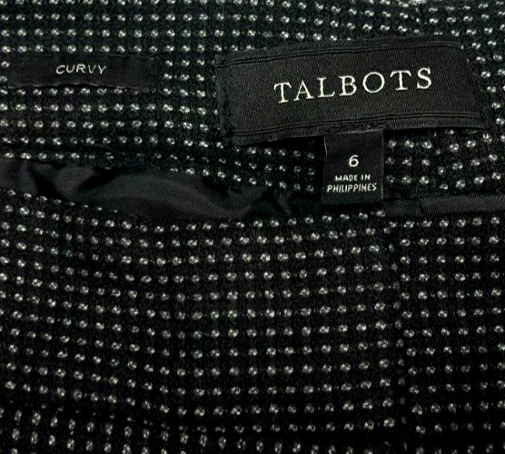 Pantalones de vestir Talbots de mezcla de lana ajuste curvilíneo forrados con micro puntos para mujer (6) negro bronce Foto 4 de 4