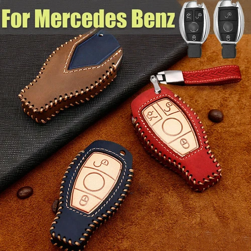 For Mercedes Benz 2 3 Button Leather Smart Key Fob Shell Bag Case Cover Holder - Bild 1 von 30
