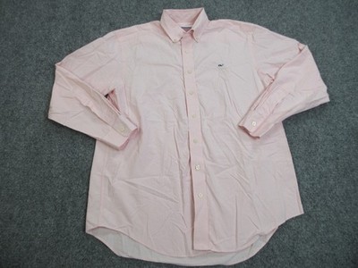 Vineyard Vines Shirt Mens Medium Pink Striped Whale Logo Button Up Cotton Casual