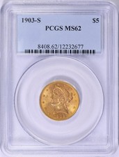 1903-S LIBERTY HEAD HALF EAGLE $5 GOLD PCGS MS62