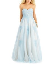 Say Yes to the Prom Strapless Embellished Ballgown Blue Peach 3