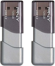 PNY 128GB Turbo Attach   3 USB 3.0 Flash Drive, Silver Pack of 2 