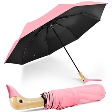 LEAGERA Compact Small Umbrellas for Rain Sun, Cute Design 42INCH, 06.UV-Pink