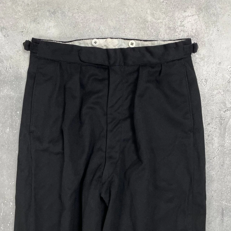 Vintage 50s British Moss Bros Ltd High-Waisted Wool Trousers Black Size W32 L32 - Image 3 of 4