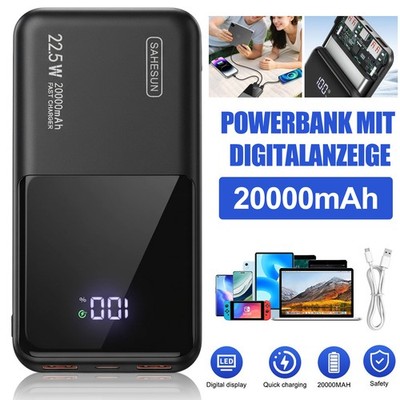 Power Bank 20000mAh 22.5W PD Schnellladefunktion Powerbank mit USB-C&2 USB-A