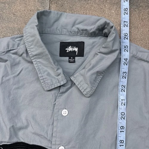 Stussy Men’s Short Sleeve Grey Panther Embroidered Button Up Shirt Small SS18 image 7