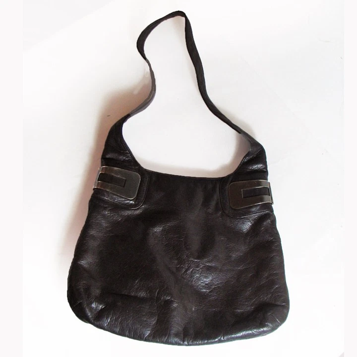 Bolso de mano vintage DKNY Donna Karan de cuero marrón oscuro bolsillo interior 10x13" Foto 4 de 4