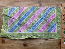 Tammis Keefe, Signed, Green, Pink, Light Blue, Floral, Handkerchief, Vintage
