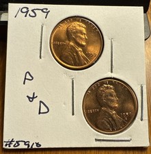 1959-P & D Lincoln Memorial Cents. From Original BU Rolls. Cherry Red!🍒 #5910