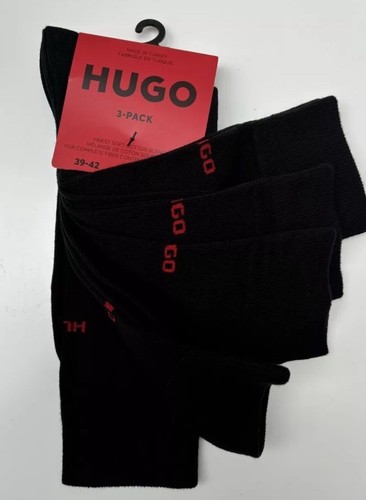 Paquete de 3 calcetines negros de mezcla de algodón suave con logotipo Hugo Boss para hombre talla 5,5-8 - Imagen 19 de 24