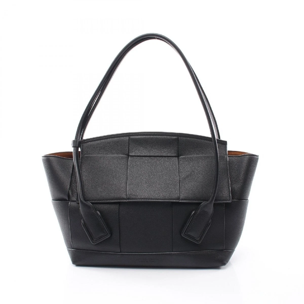 BOTTEGA VENETA Arco Maxi Intrecciato Tote Bag Leather Black 598244 Used