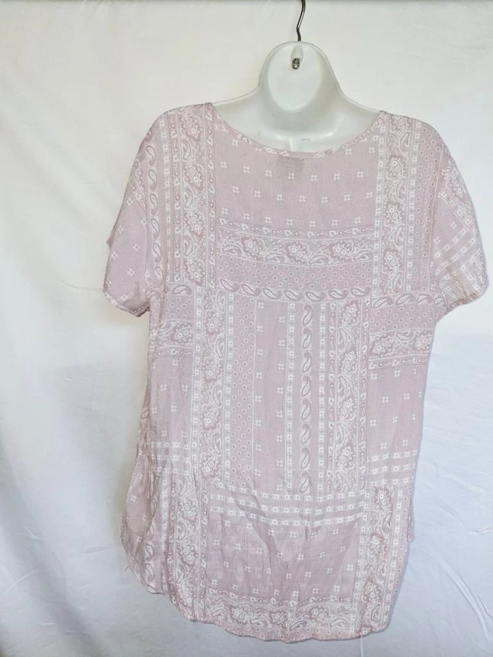 Blusa informal de negocios Como vintage lavanda talla XL pintuck campesino boho Foto 2 de 4
